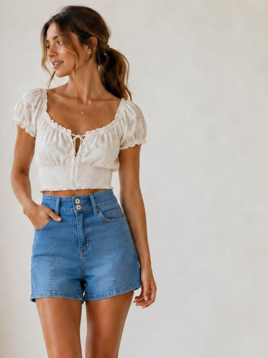 Pilcro and the Letterpress Pants - Anthropologie Pilcro Denim Shorts High Rise Seam Blue 28 Coastal Boho